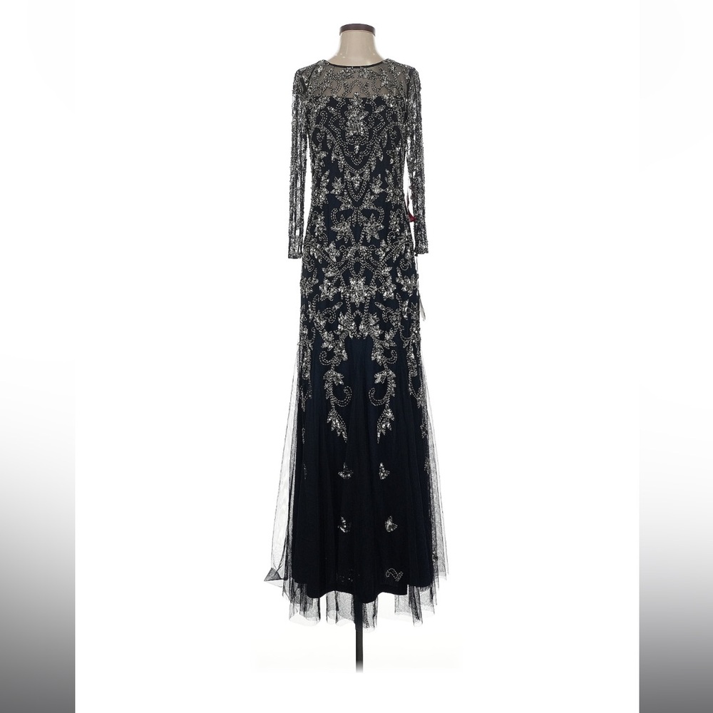 Adrianna Papell Black 3/4 Sleeve Gown for Weddings